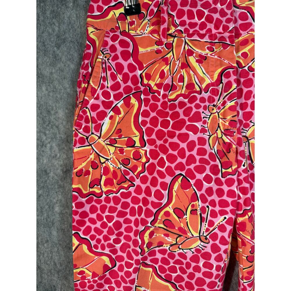 Lilly Pulitzer Liza Pink Orange Womens Size 2 (XS) Butterfly Capri Pants Old Tag - Picture 2 of 9